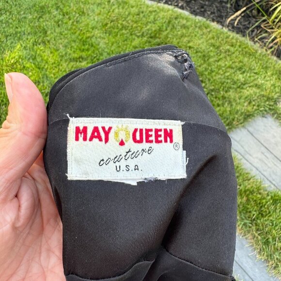 Y2K May Queen Couture Strapless Sheer Animal Print Chiffon Sequin Maxi Gown - Picture 8 of 16